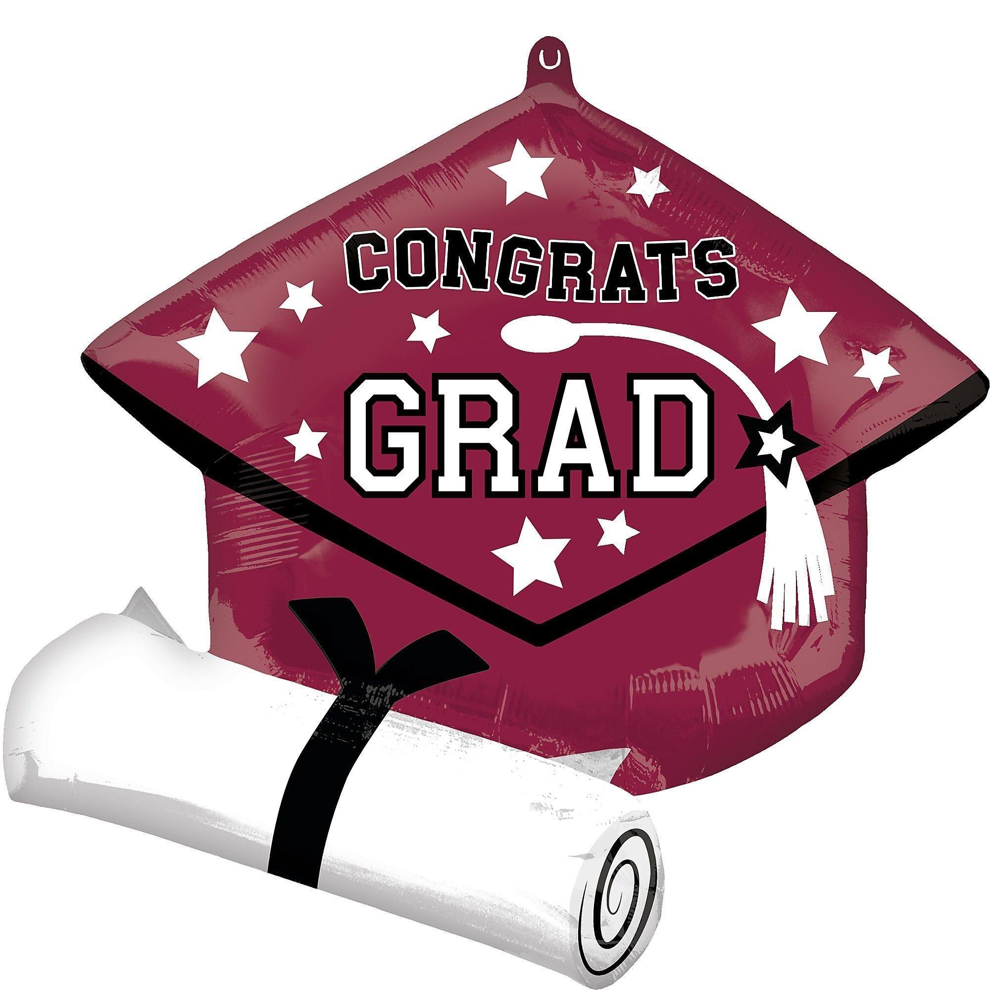 Maroon Congrats Grad Foil Balloon Bouquet, 13pc, Premium - True to Your School